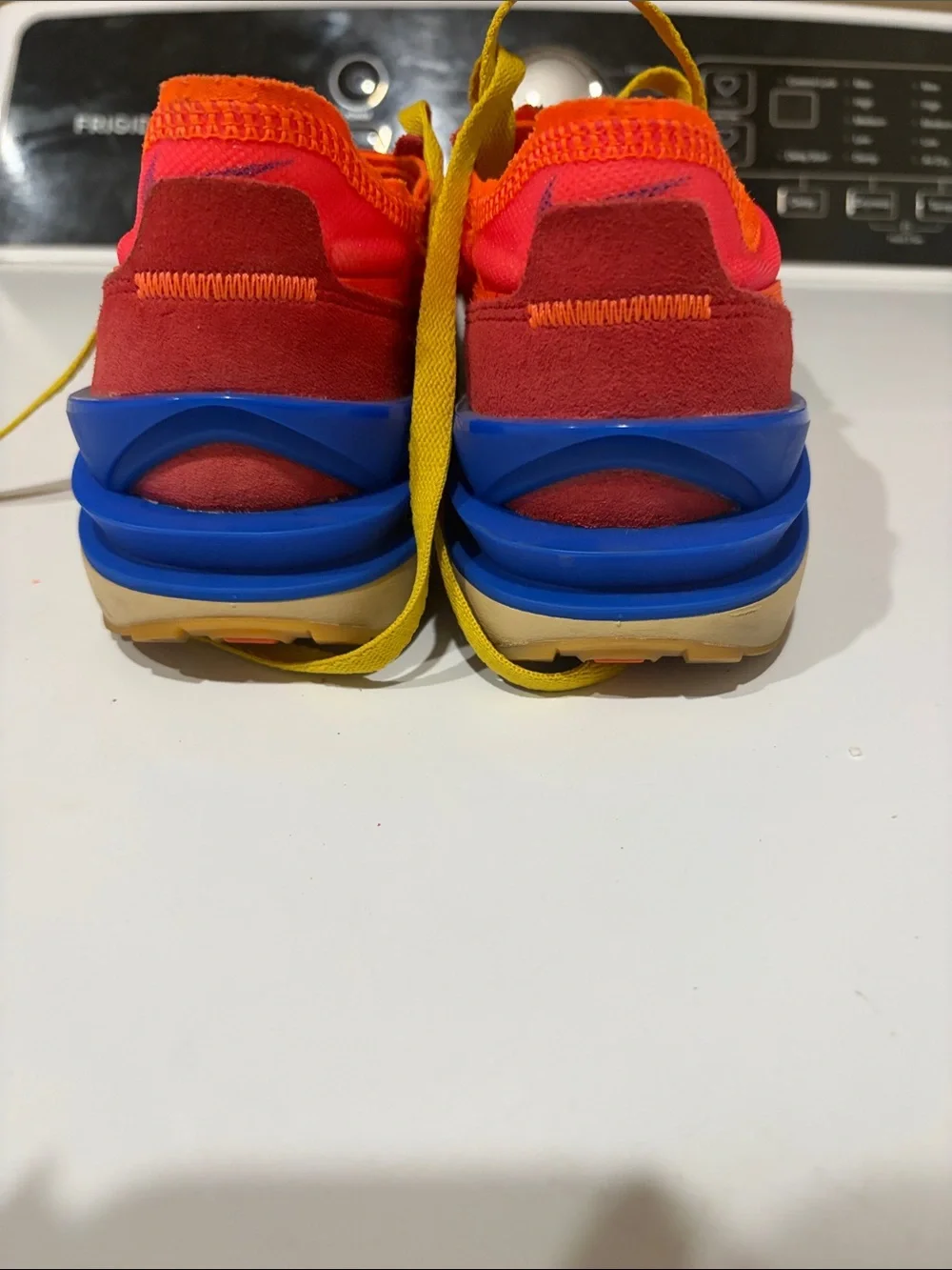 Nike Kids Bright Red & Orange Sneakers with Yellow Laces